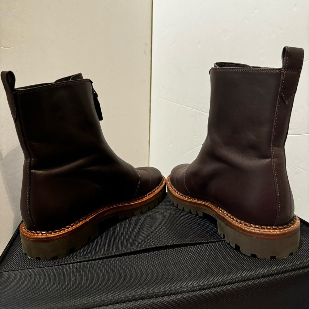 Vince Cabrina Oxblood Leather Lug Sole Zip Ankle Boots Booties 5.5 - Picture 7 of 10
